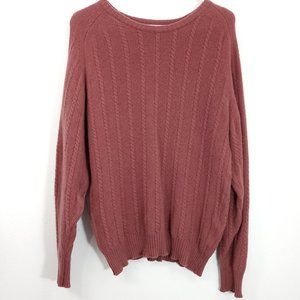 Lyle & Scott Sandy Lyle 100% Pure Wool Made in Scotland Pink Cable Knit Sweater